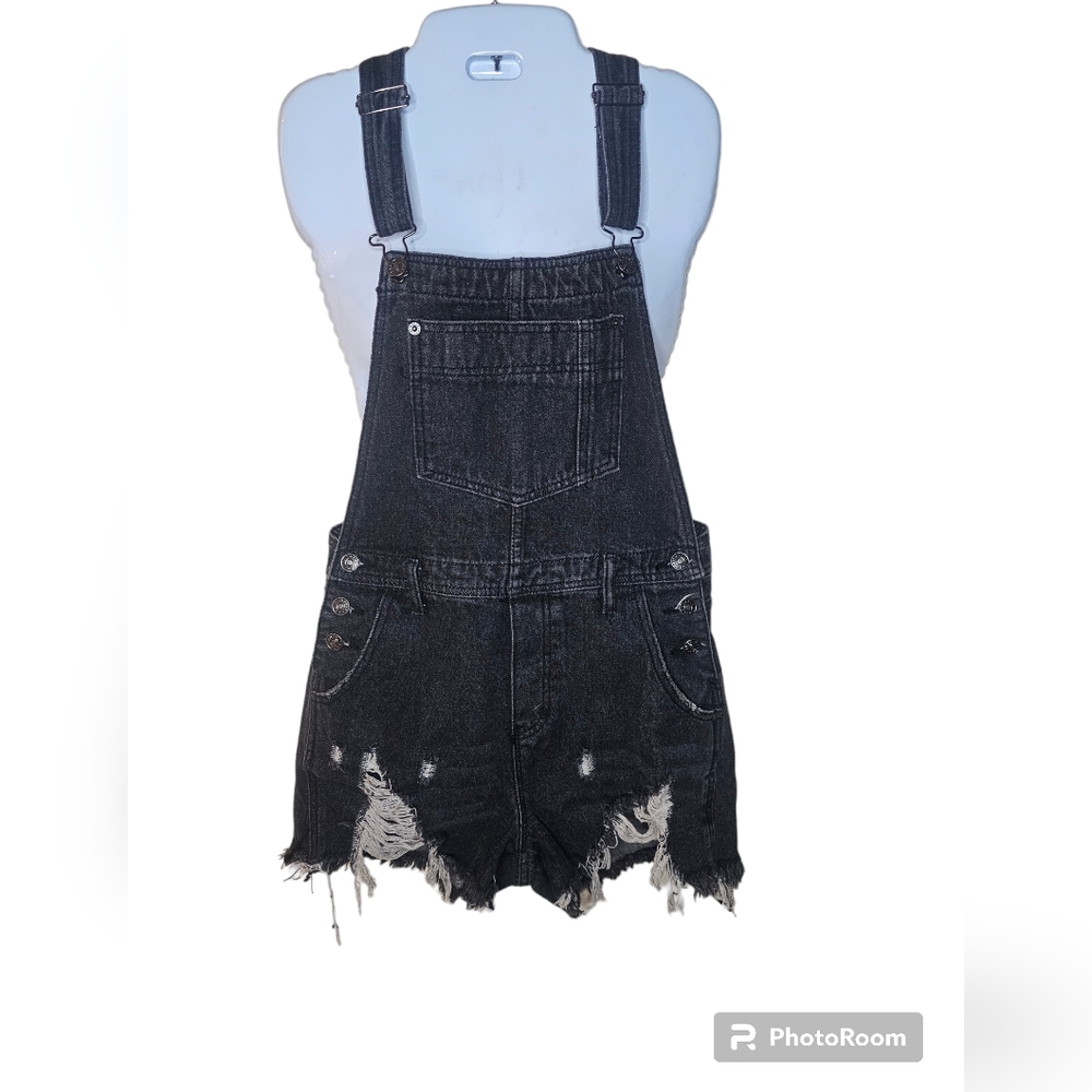 Idem Ditto women's washed black short distressed romper size S